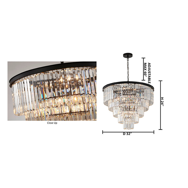 Five Tier Frame Chandelier with Clear Hanging Crystals by Bethel - view 4