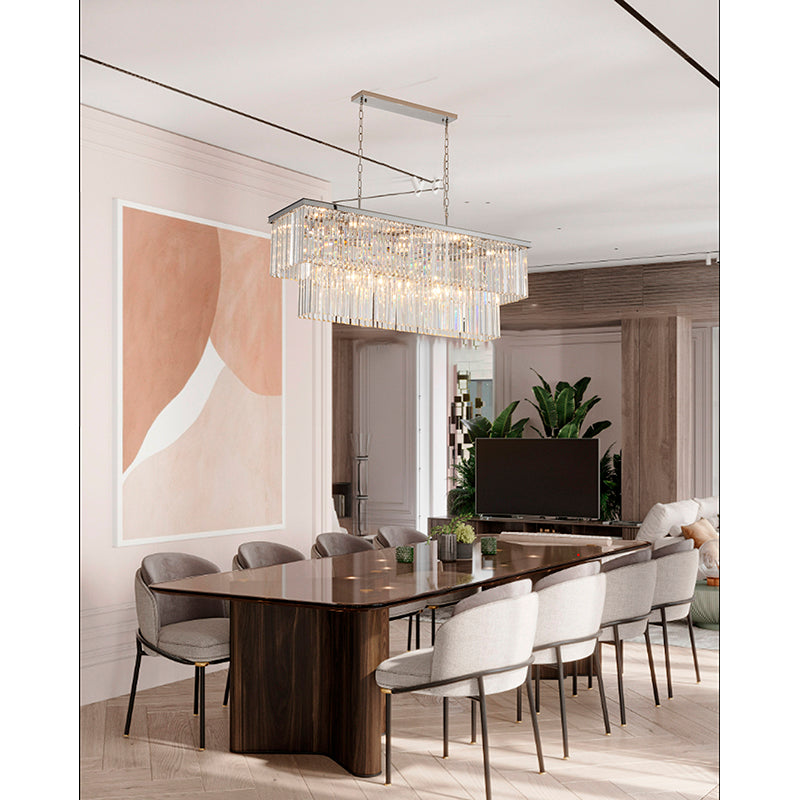 Two Tier Frame Chandelier with Clear Hanging Crystals by Bethel - view 9