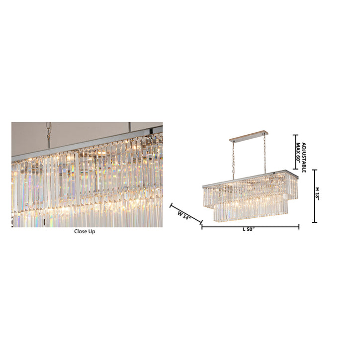 Two Tier Frame Chandelier with Clear Hanging Crystals by Bethel - view 10