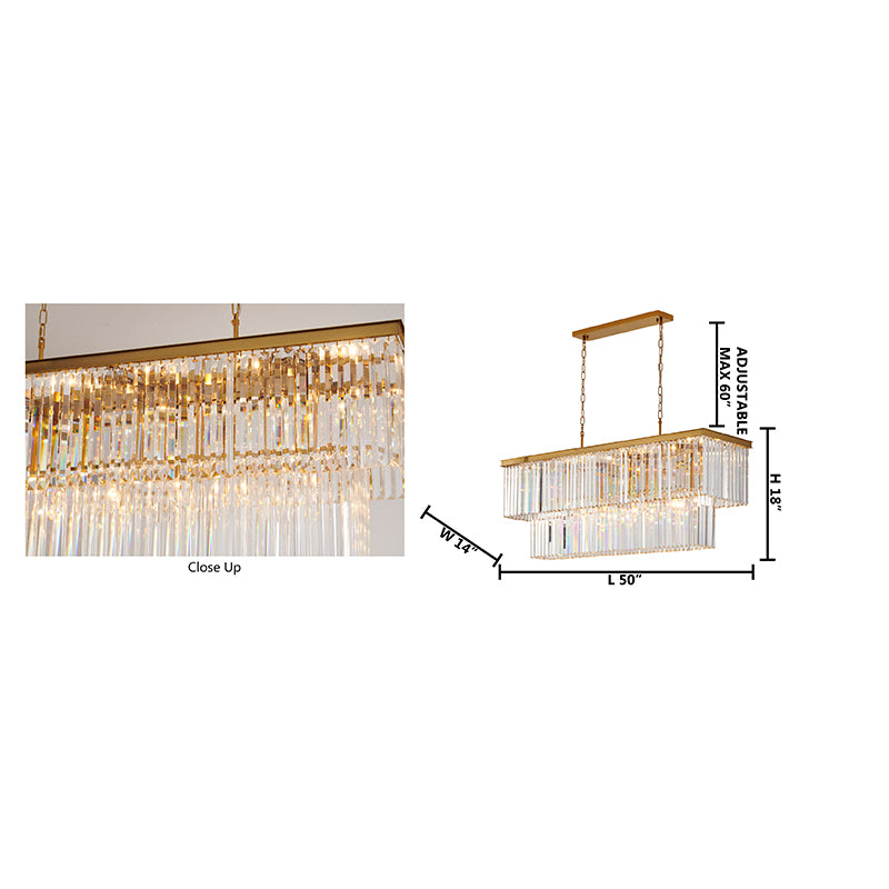 Two Tier Frame Chandelier with Clear Hanging Crystals by Bethel - view 15