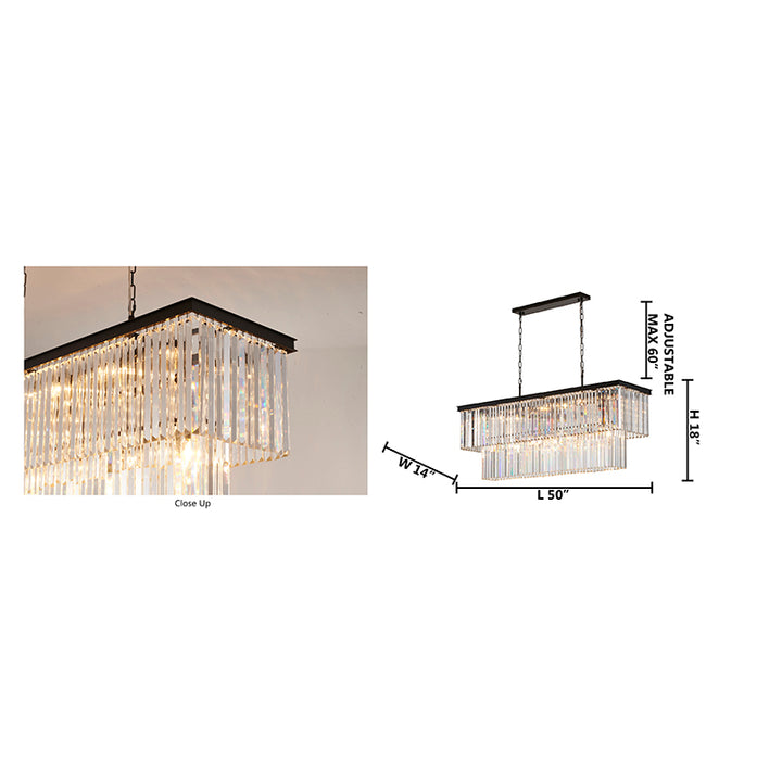 Two Tier Frame Chandelier with Clear Hanging Crystals by Bethel - view 5