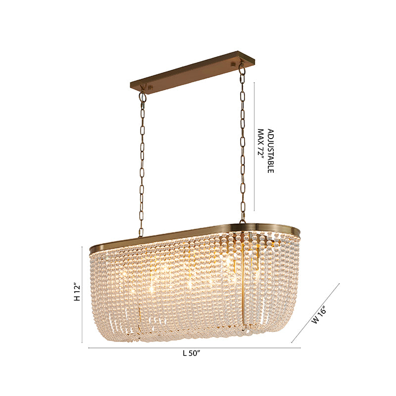 Oval Frame Chandelier with Clear Hanging Crystal Beads by Bethel - view 3