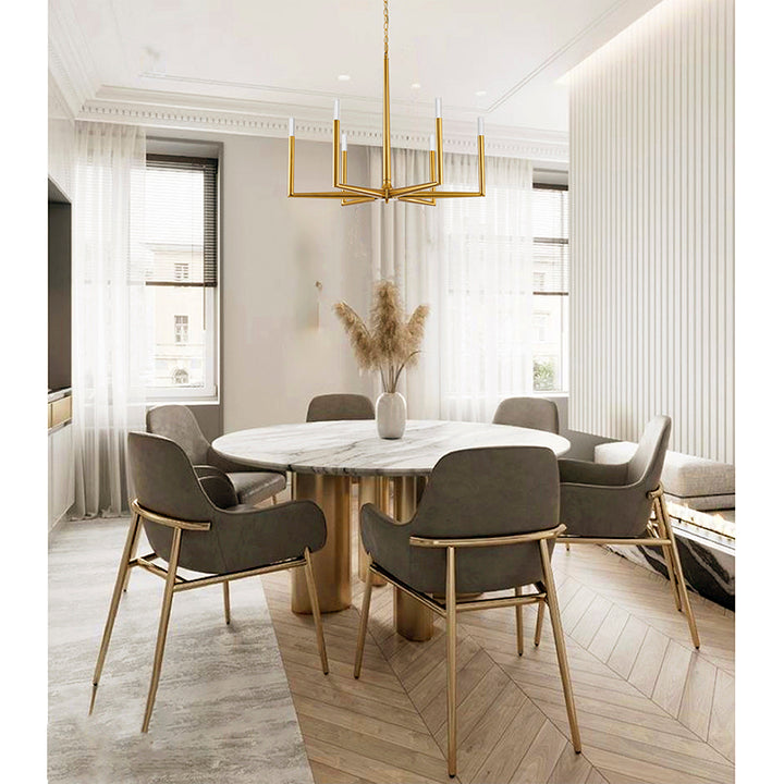 Satin Brass Frame Chandelier with Clear Bubble Crystal Shades by Bethel - view 6