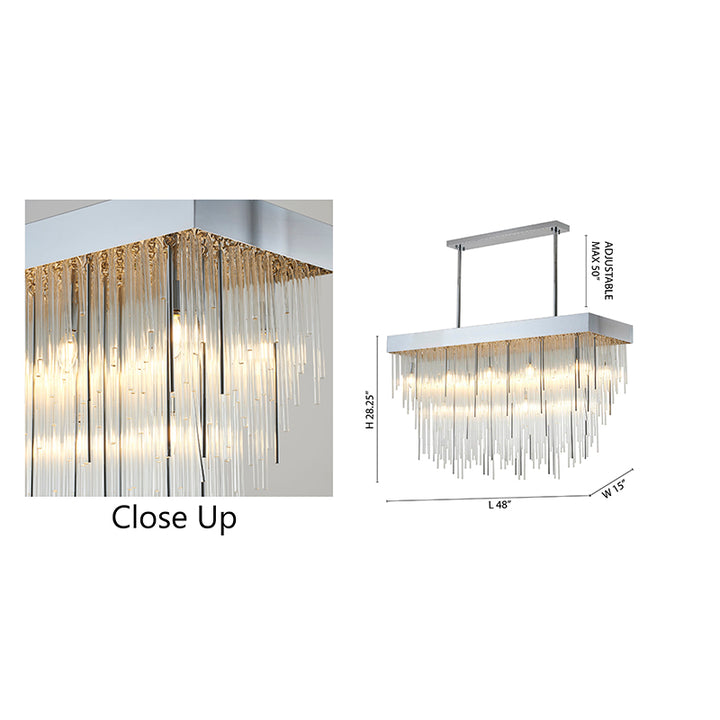 Rectangular Chandelier with Clear Hanging Looped Glass by Bethel - view 5