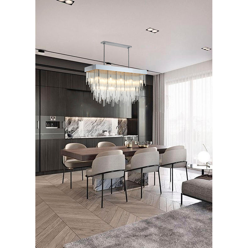 Rectangular Chandelier with Clear Hanging Looped Glass by Bethel - view 6