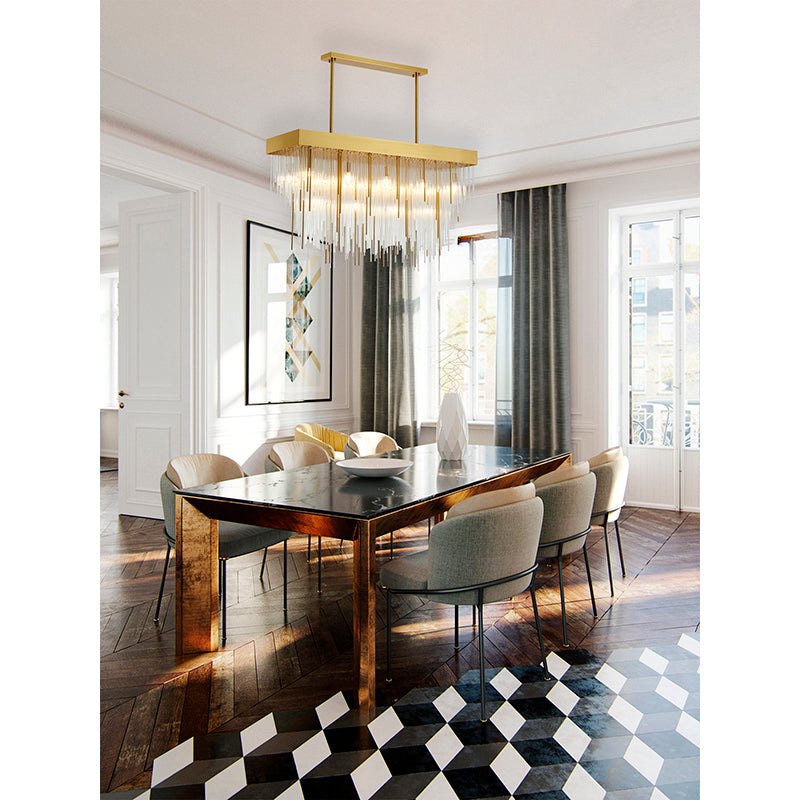 Rectangular Chandelier with Clear Hanging Looped Glass by Bethel - view 10