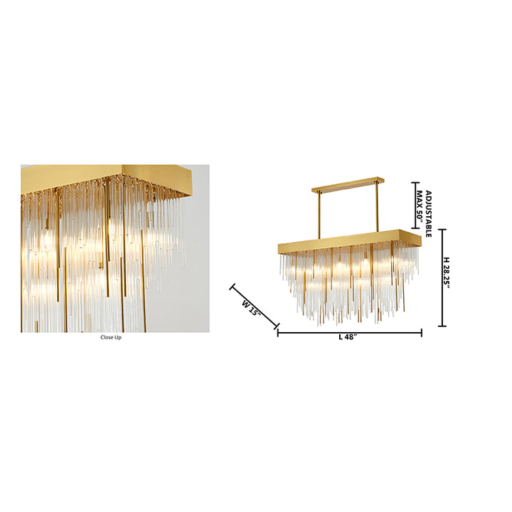 Rectangular Chandelier with Clear Hanging Looped Glass by Bethel - view 11