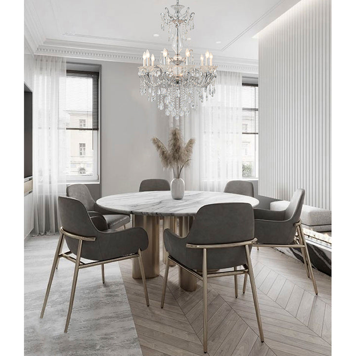 Metal Frame Chandelier with Clear Hanging Crystals (LA50) by Bethel - view 15