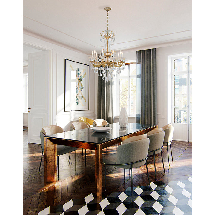 Metal Frame Chandelier with Clear Hanging Crystals (LA50) by Bethel - view 5