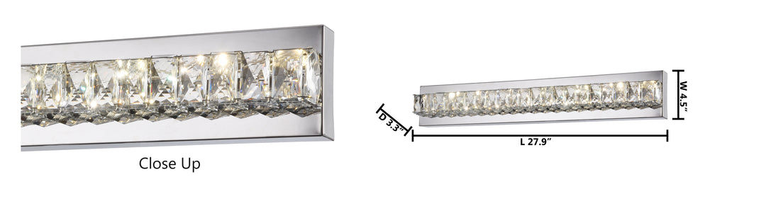 Clear Crystal Bar LED Wall Sconce with Stainless Steel Chrome Frame by Bethel - view 3