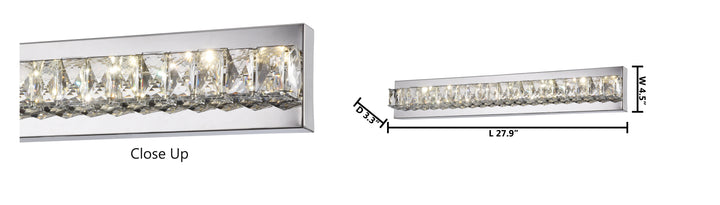 Clear Crystal Bar LED Wall Sconce with Stainless Steel Chrome Frame by Bethel - view 3