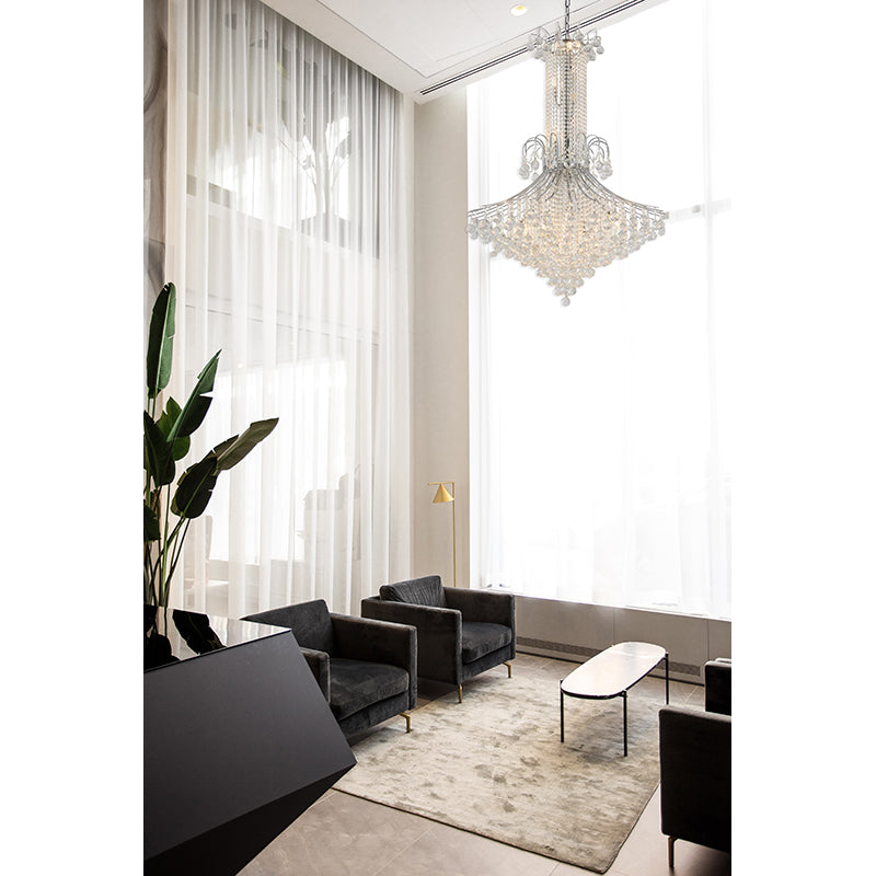 Chrome Waterfall Chandelier with Clear Hanging Crystals by Bethel - view 5