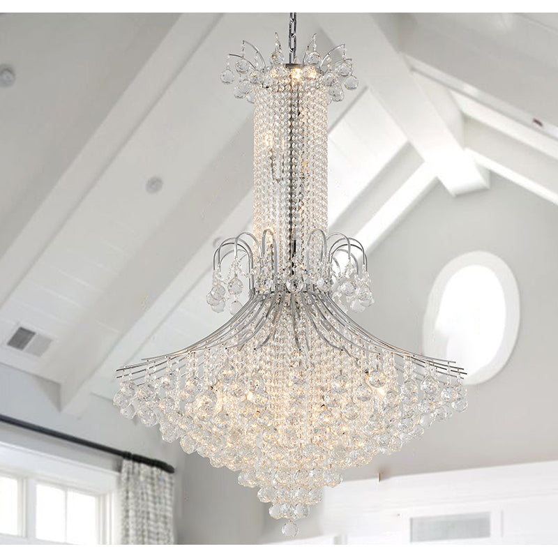 Chrome Waterfall Chandelier with Clear Hanging Crystals by Bethel - view 6