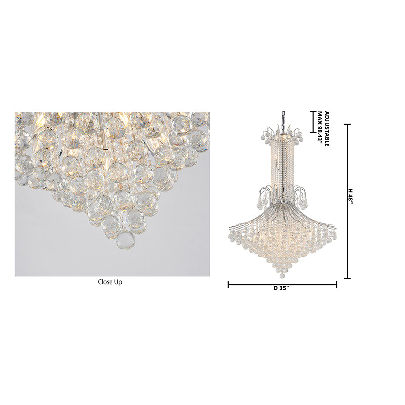 Chrome Waterfall Chandelier with Clear Hanging Crystals by Bethel - view 8