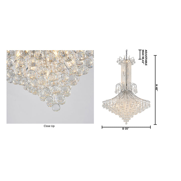 Chrome Waterfall Chandelier with Clear Hanging Crystals by Bethel - view 8