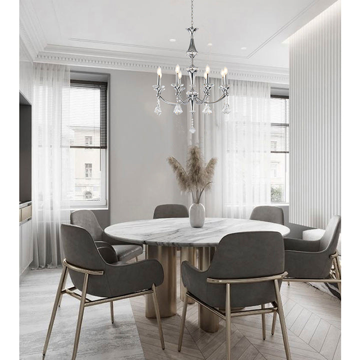 Frame Chandelier with Clear Hanging Crystals &amp; Accents