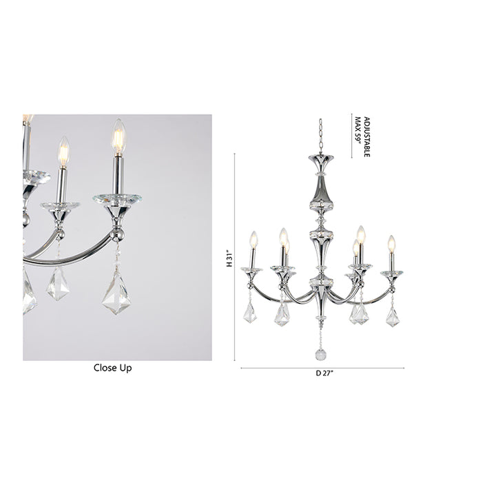 Frame Chandelier with Clear Hanging Crystals &amp; Accents