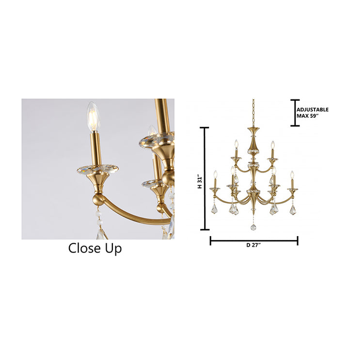 Frame Chandelier with Clear Hanging Crystals &amp; Accents