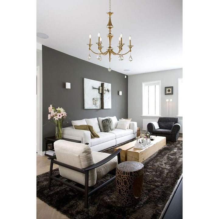 Frame Chandelier with Clear Hanging Crystals &amp; Accents