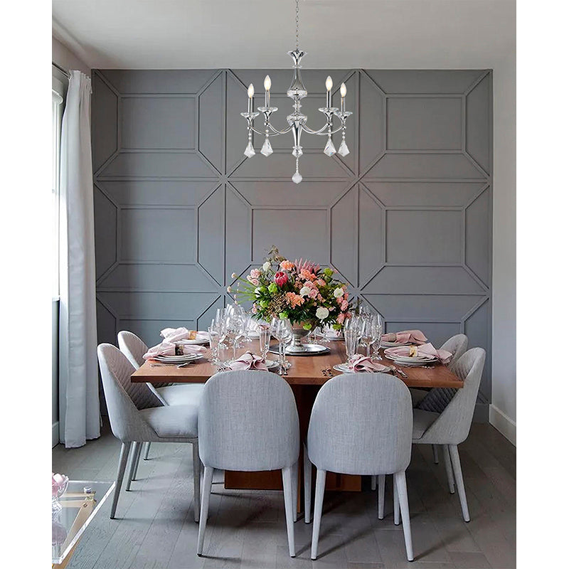 Frame Chandelier with Clear Hanging Crystals &amp; Accents