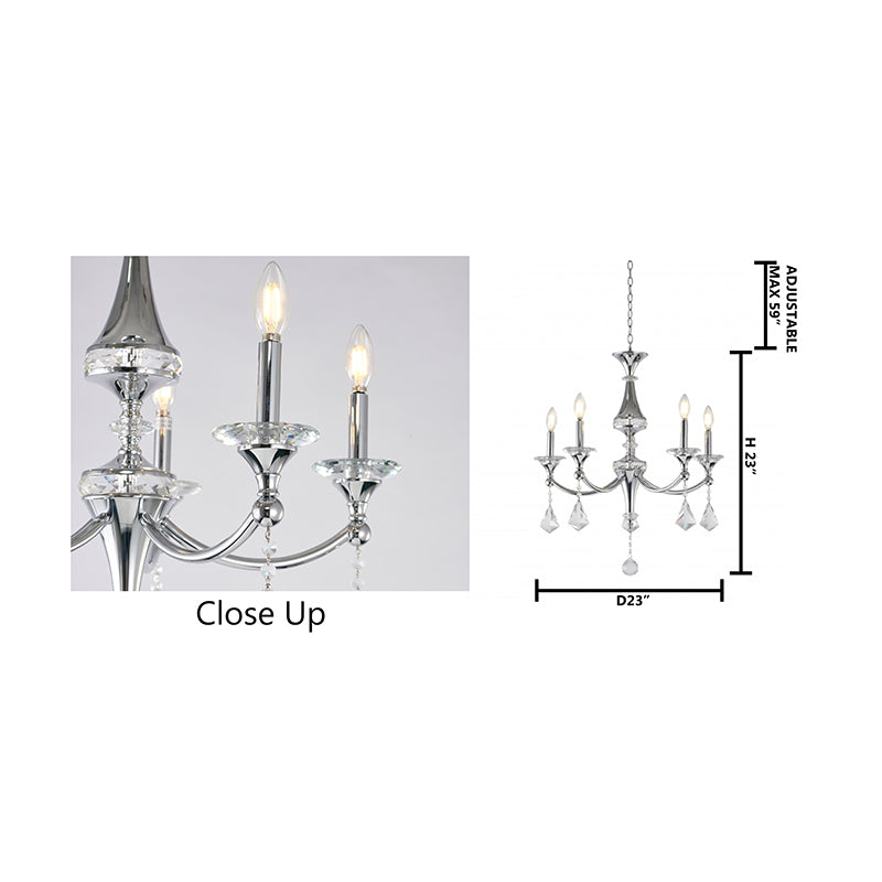 Frame Chandelier with Clear Hanging Crystals &amp; Accents