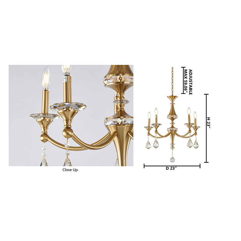 Frame Chandelier with Clear Hanging Crystals &amp; Accents