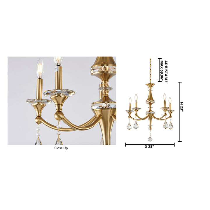 Frame Chandelier with Clear Hanging Crystals &amp; Accents