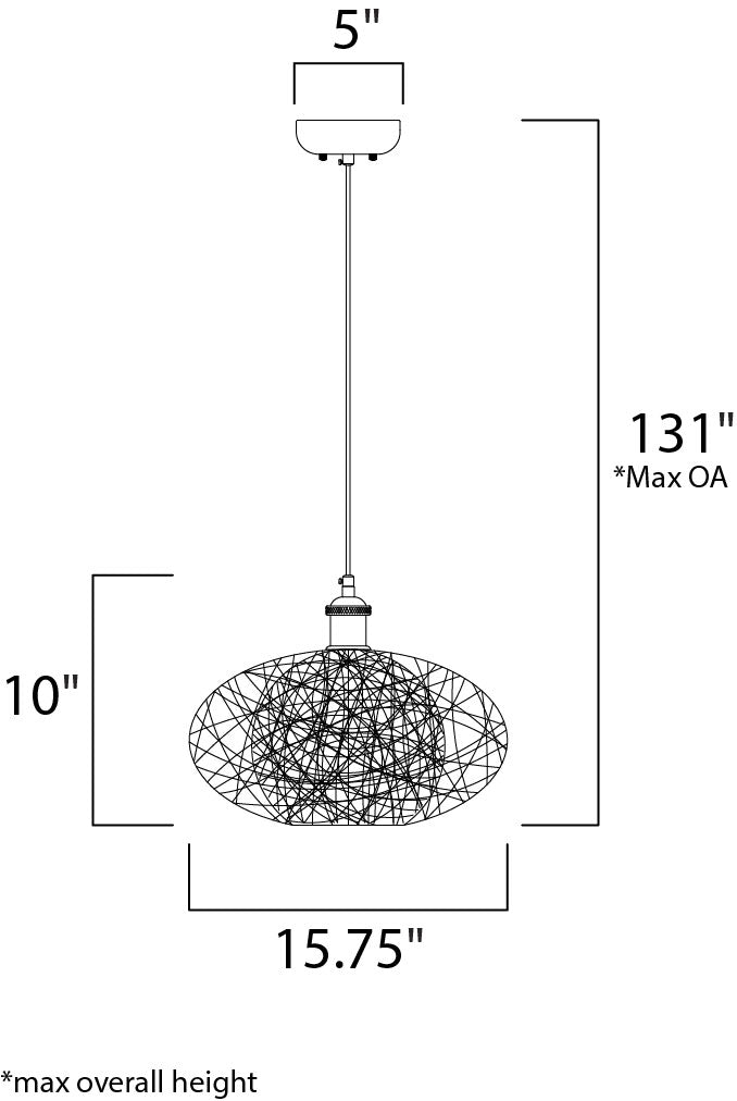 Bali 1-Light Pendant dimensions diagram