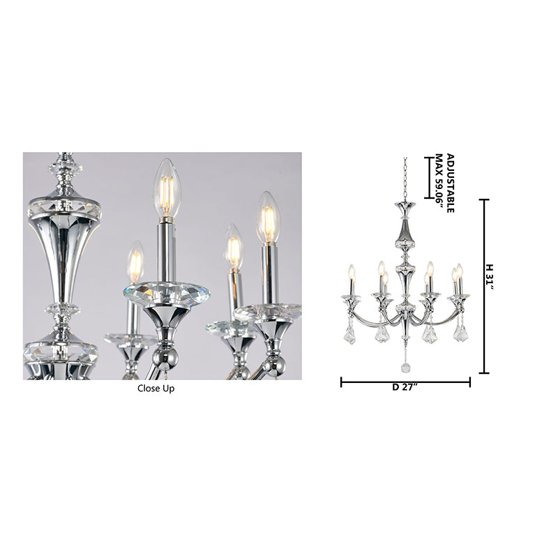 Frame Chandelier with Clear Hanging Crystals &amp; Accents