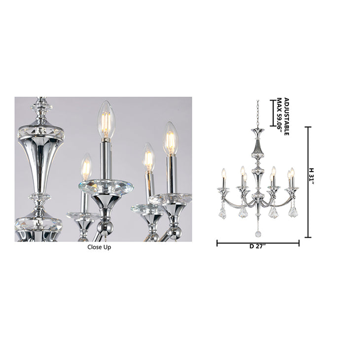 Frame Chandelier with Clear Hanging Crystals &amp; Accents