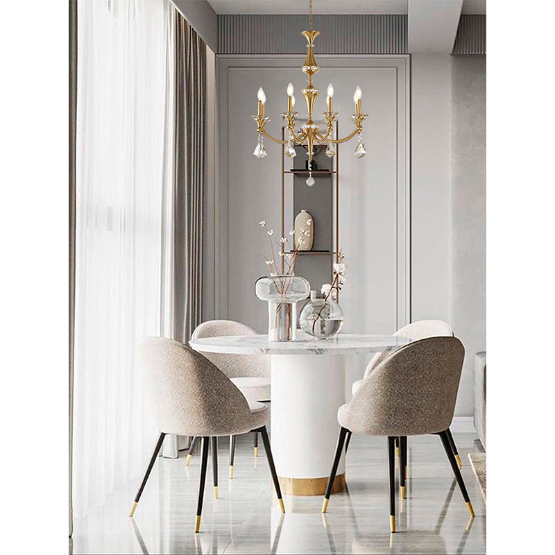 Frame Chandelier with Clear Hanging Crystals &amp; Accents