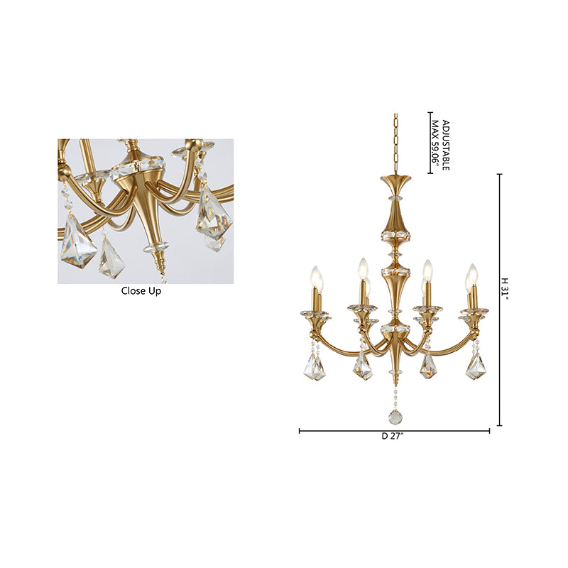 Frame Chandelier with Clear Hanging Crystals &amp; Accents