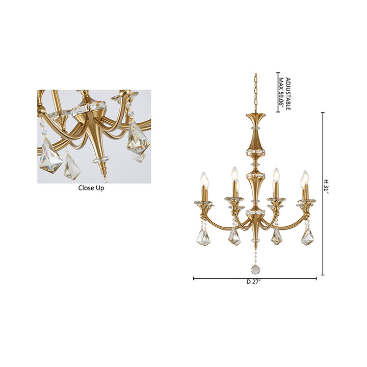 Frame Chandelier with Clear Hanging Crystals &amp; Accents