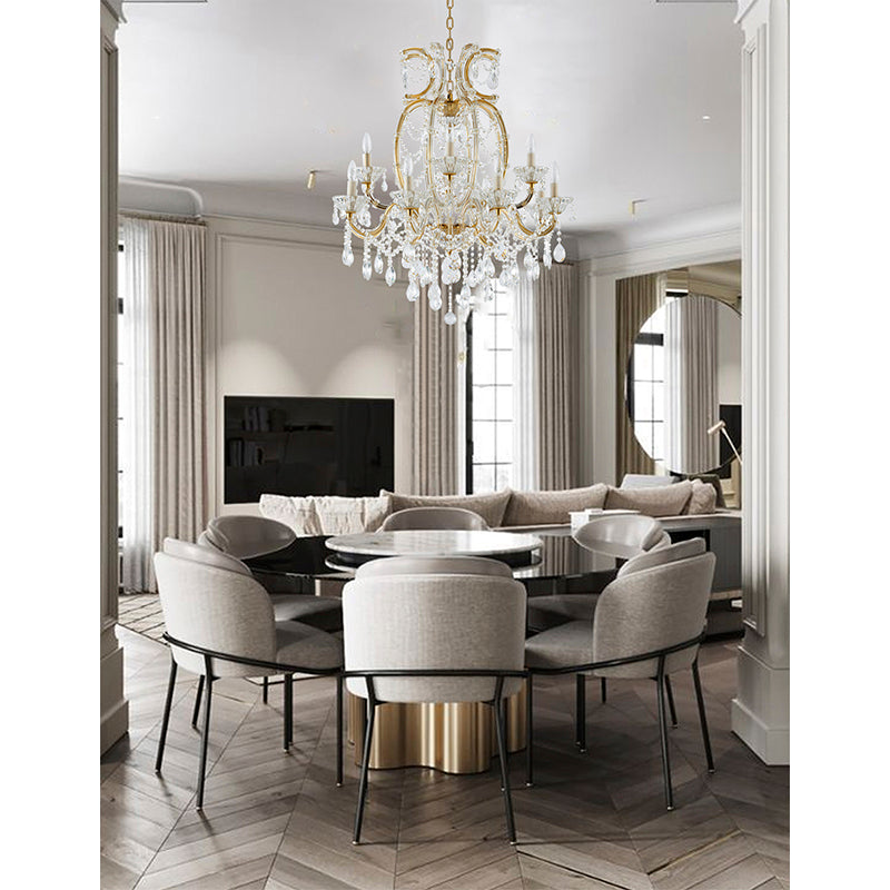 Frame Basket Chandelier with Clear Hanging Crystals by Bethel - view 16