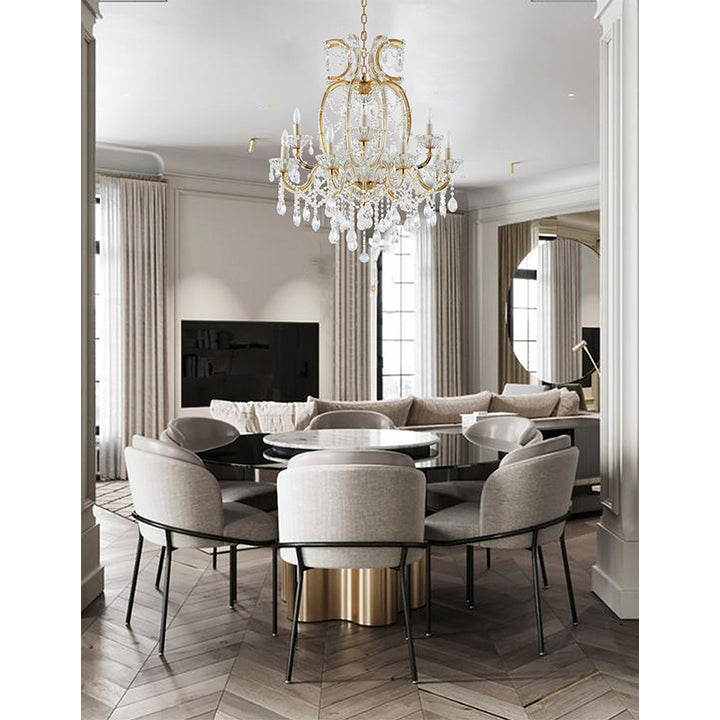 Frame Basket Chandelier with Clear Hanging Crystals by Bethel - view 16