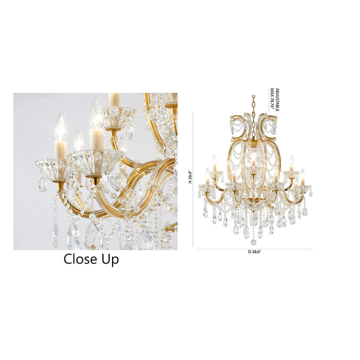 Frame Basket Chandelier with Clear Hanging Crystals by Bethel - view 17