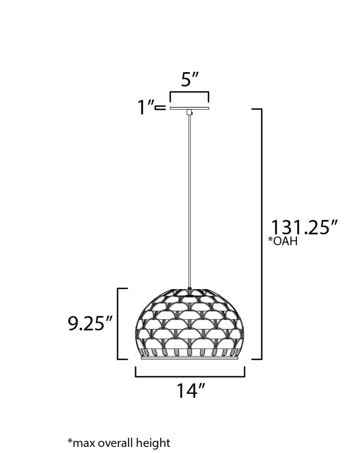 Tahiti Pendant dimensions diagram