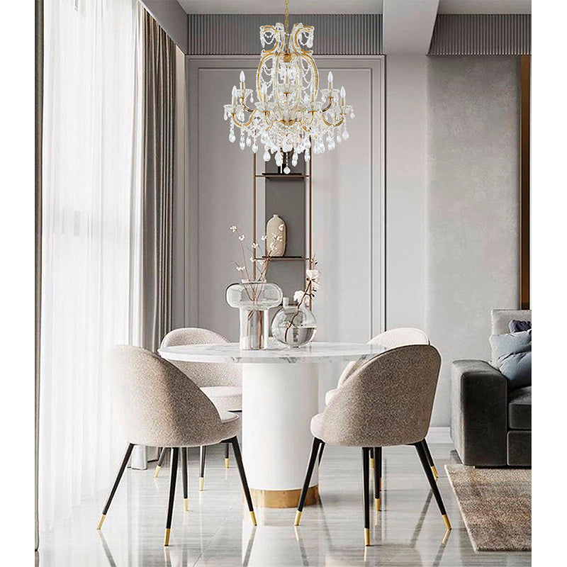 Frame Basket Chandelier with Clear Hanging Crystals by Bethel - view 5