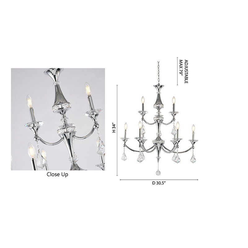 Two Tier Frame with Clear Hanging Crystals &amp; Accents Chandelier