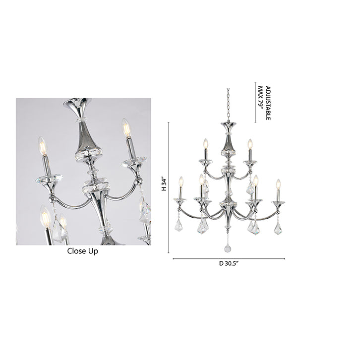Two Tier Frame with Clear Hanging Crystals &amp; Accents Chandelier