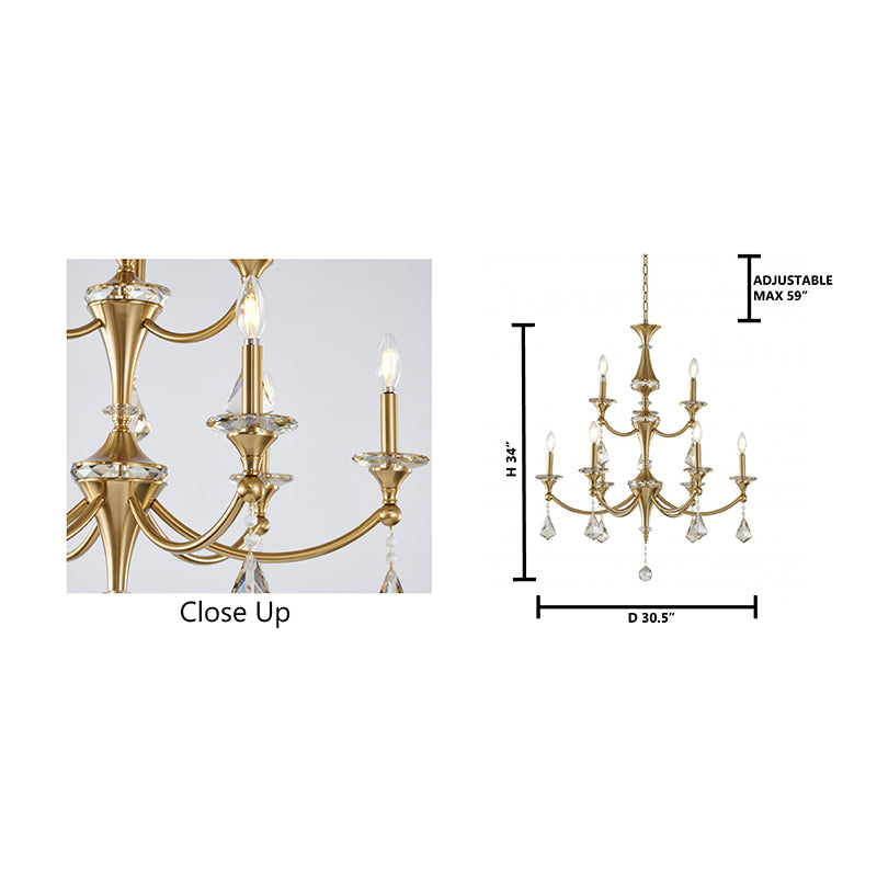 Two Tier Frame with Clear Hanging Crystals &amp; Accents Chandelier