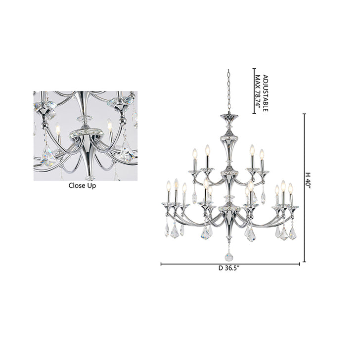 Two Tier Frame with Clear Hanging Crystals &amp; Accents Chandelier