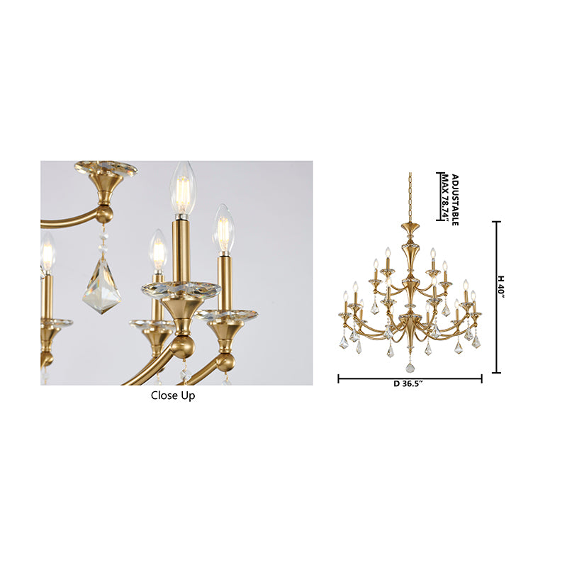 Two Tier Frame with Clear Hanging Crystals &amp; Accents Chandelier