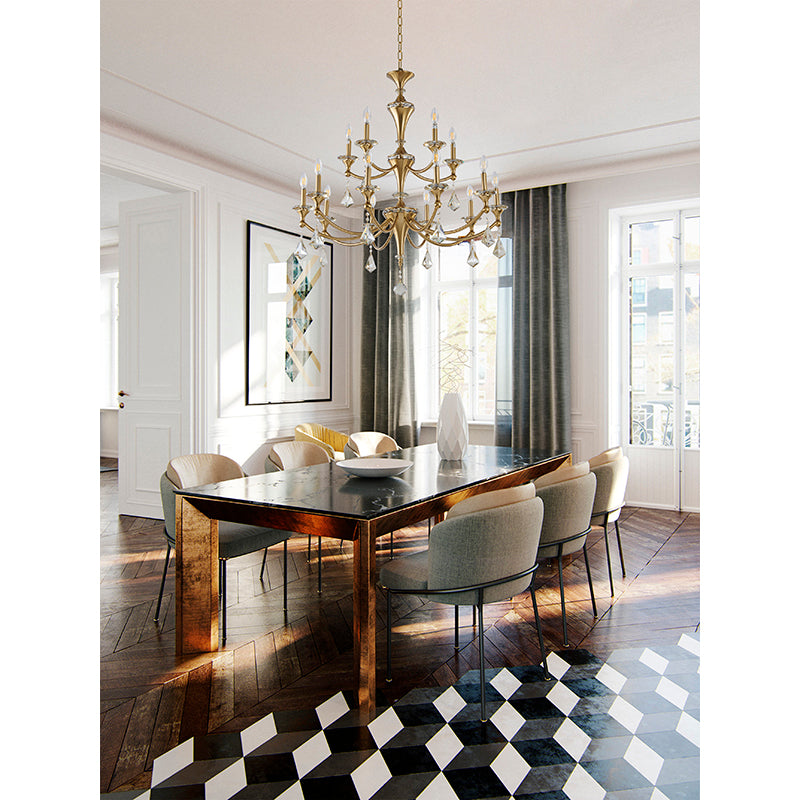 Two Tier Frame with Clear Hanging Crystals &amp; Accents Chandelier