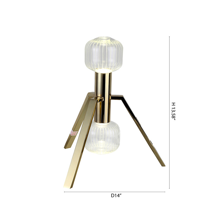 Gold Framed LED Table Lamp with Clear Glass Shade by Bethel - view 5