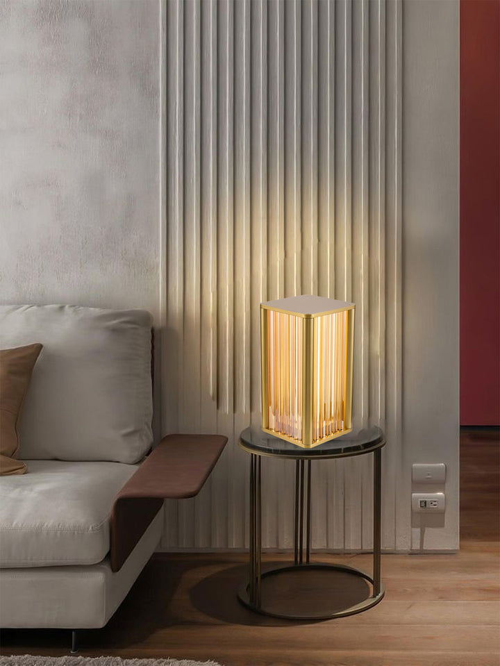 Satin Brass Glass Table Lamp (MU138) by Bethel - view 4
