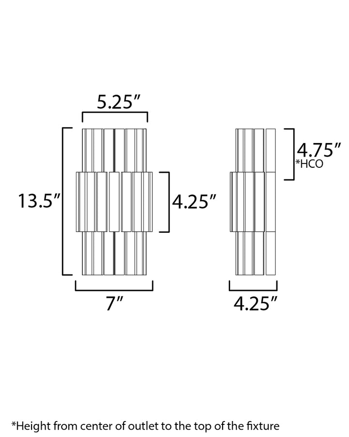 Satori 2-Light Wall Sconce dimensions diagram