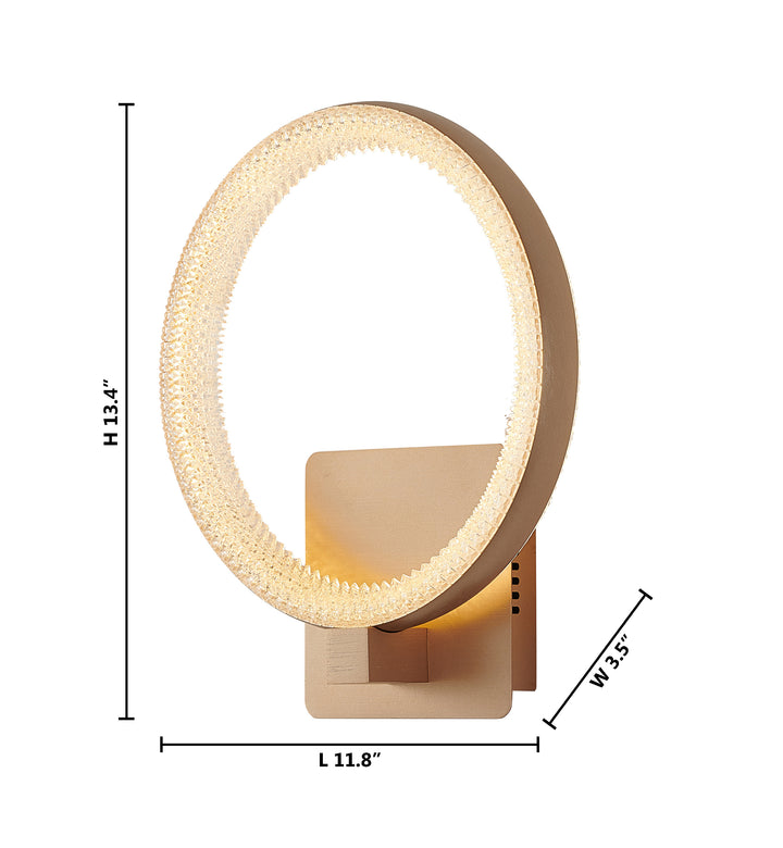 Round Gold Frame LED Wall Sconce with Clear Acrylic Diffuser by Bethel - view 5