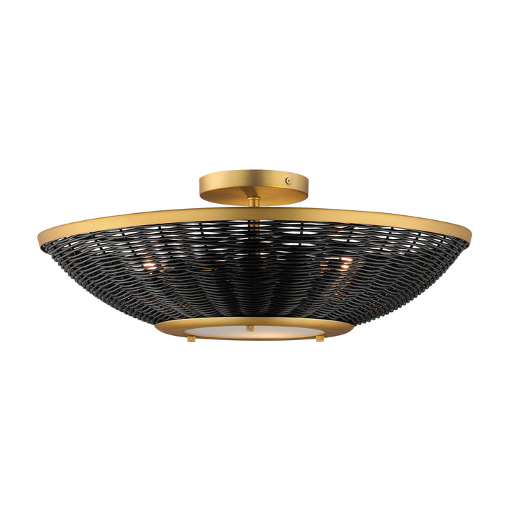 Rattan 20" Wall Sconce/Semi Flush Mount Brass / Natural Aged Brass