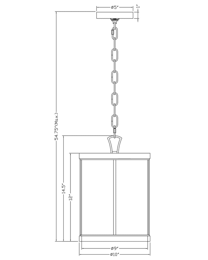 Rattan 1-Light Pendant dimensions diagram